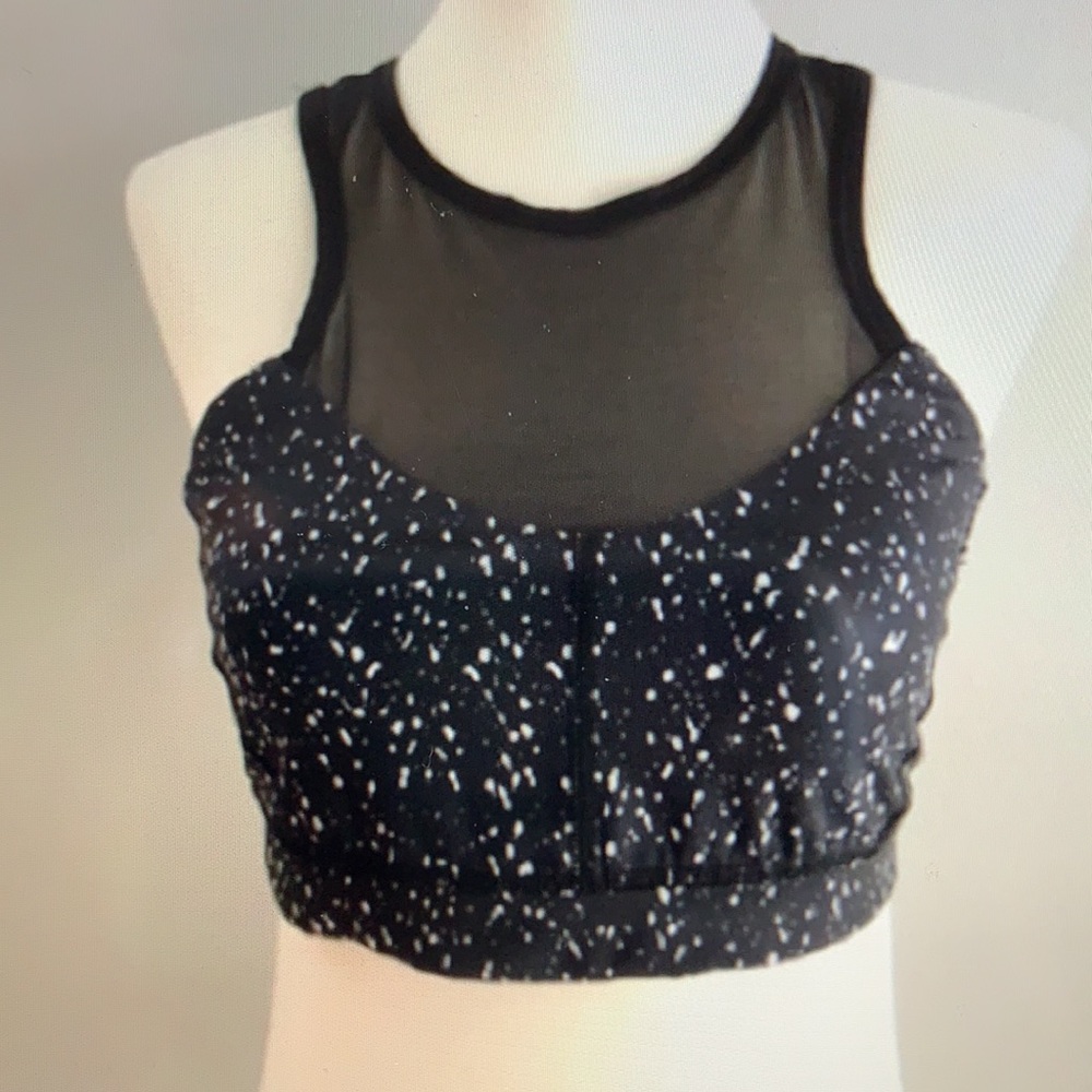 Lululemon 🍋 High Neck Mesh Splatter Bra Top Sz 10